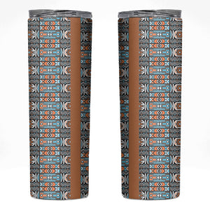 African Ndebele Traditional Attire Skinny Tumbler Brown Ndebele Stripe