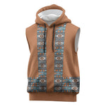 African Ndebele Traditional Attire Sleeveless Hoodie Brown Ndebele Stripe
