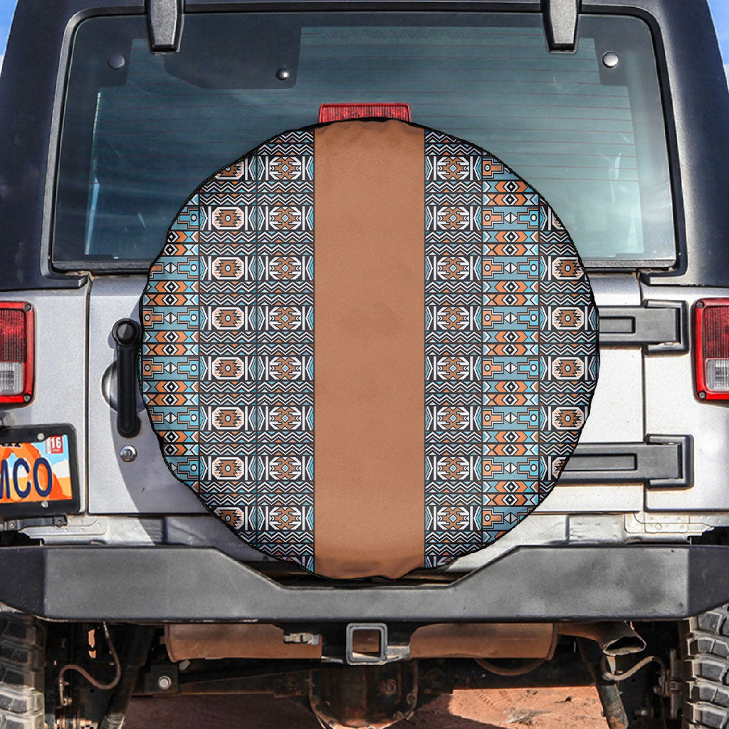 African Ndebele Traditional Attire Spare Tire Cover Brown Ndebele Stripe