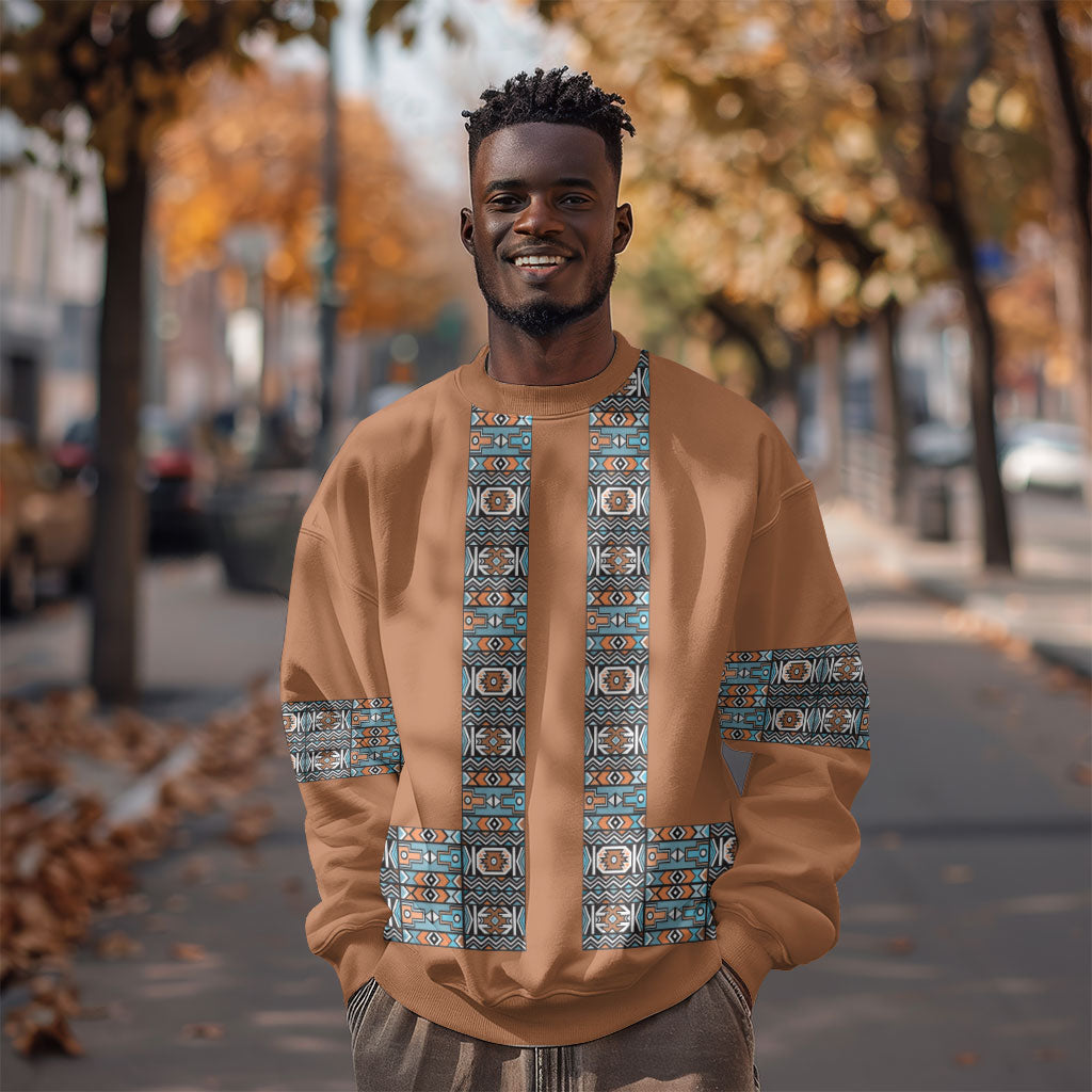 African Ndebele Traditional Attire Sweatshirt Brown Ndebele Stripe