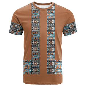 African Ndebele Traditional Attire T shirt Brown Ndebele Stripe