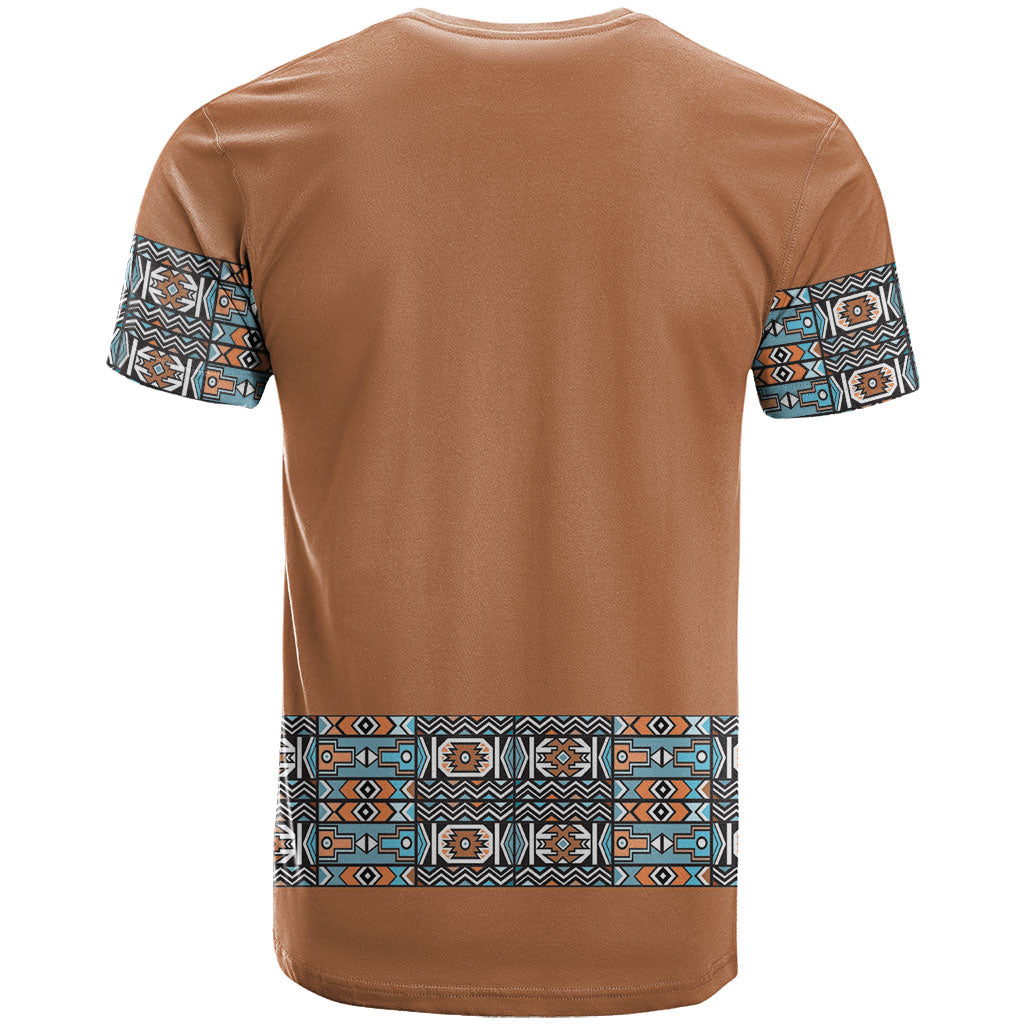 African Ndebele Traditional Attire T shirt Brown Ndebele Stripe