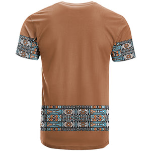 African Ndebele Traditional Attire T shirt Brown Ndebele Stripe