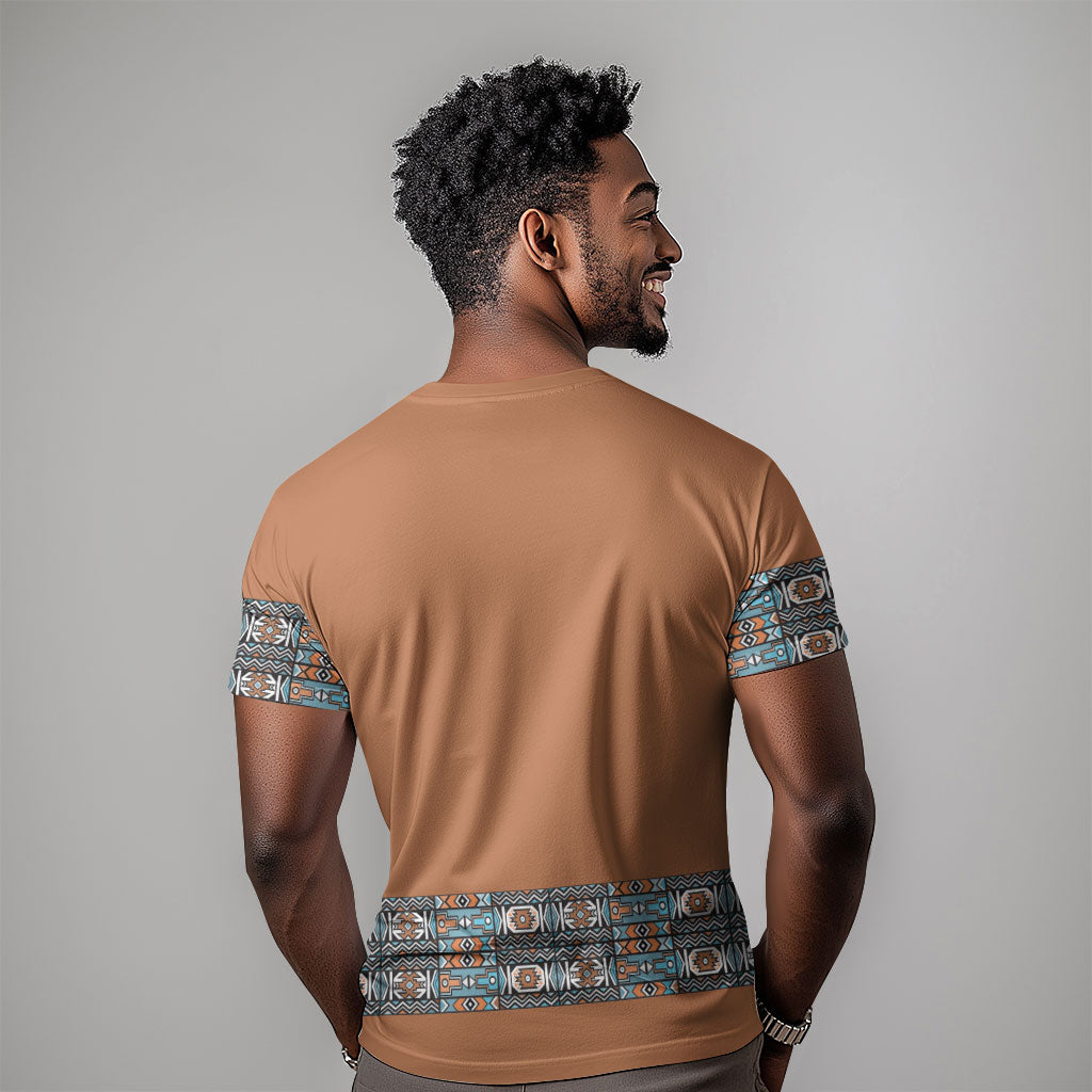 African Ndebele Traditional Attire T shirt Brown Ndebele Stripe