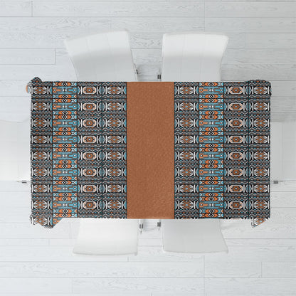 African Ndebele Traditional Attire Tablecloth Brown Ndebele Stripe