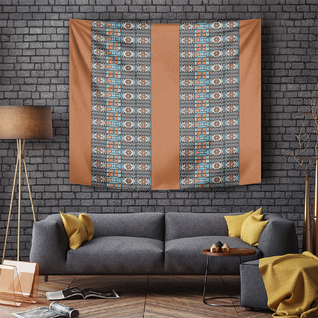 African Ndebele Traditional Attire Tapestry Brown Ndebele Stripe