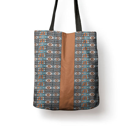 African Ndebele Traditional Attire Tote Bag Brown Ndebele Stripe