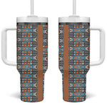 African Ndebele Traditional Attire Tumbler With Handle Brown Ndebele Stripe