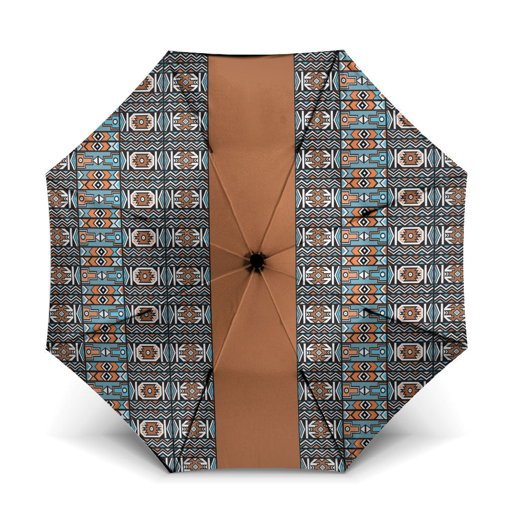 African Ndebele Traditional Attire Umbrella Brown Ndebele Stripe