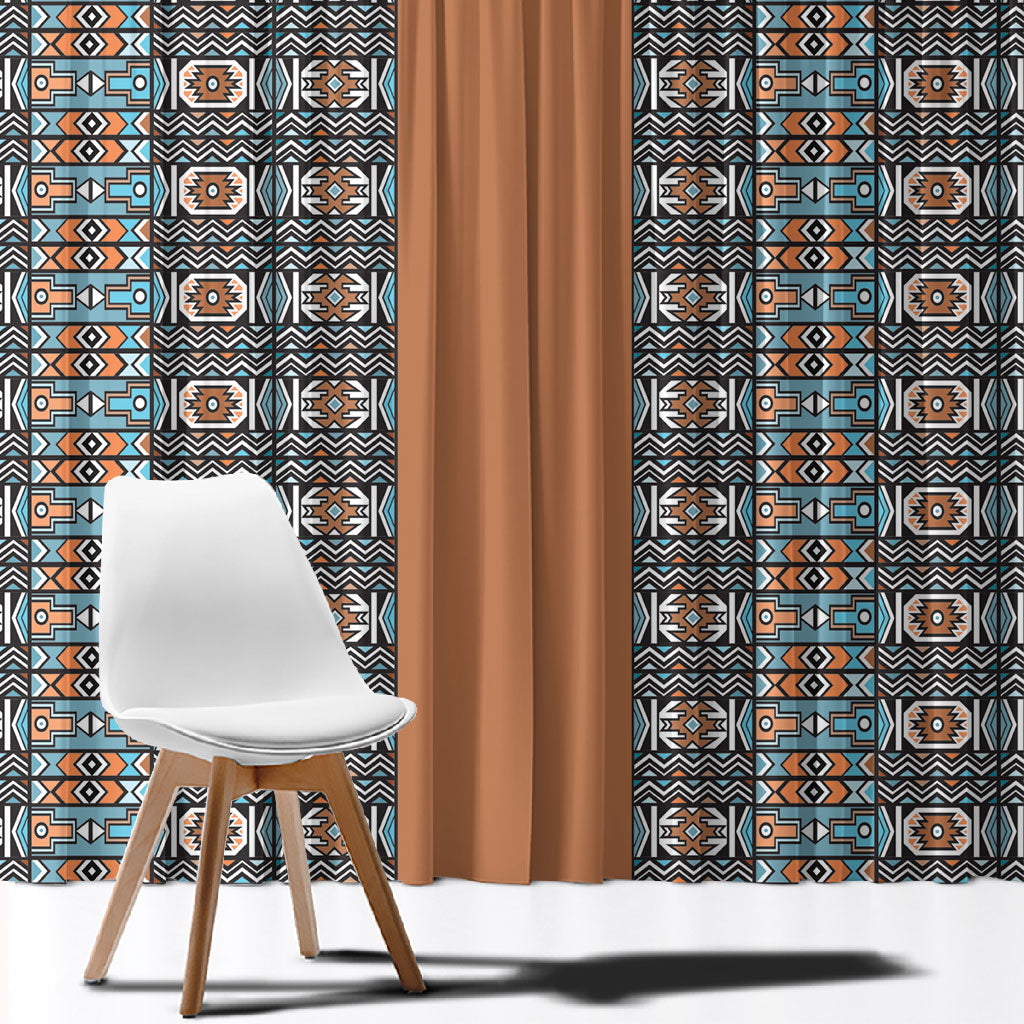 African Ndebele Traditional Attire Window Curtain Brown Ndebele Stripe