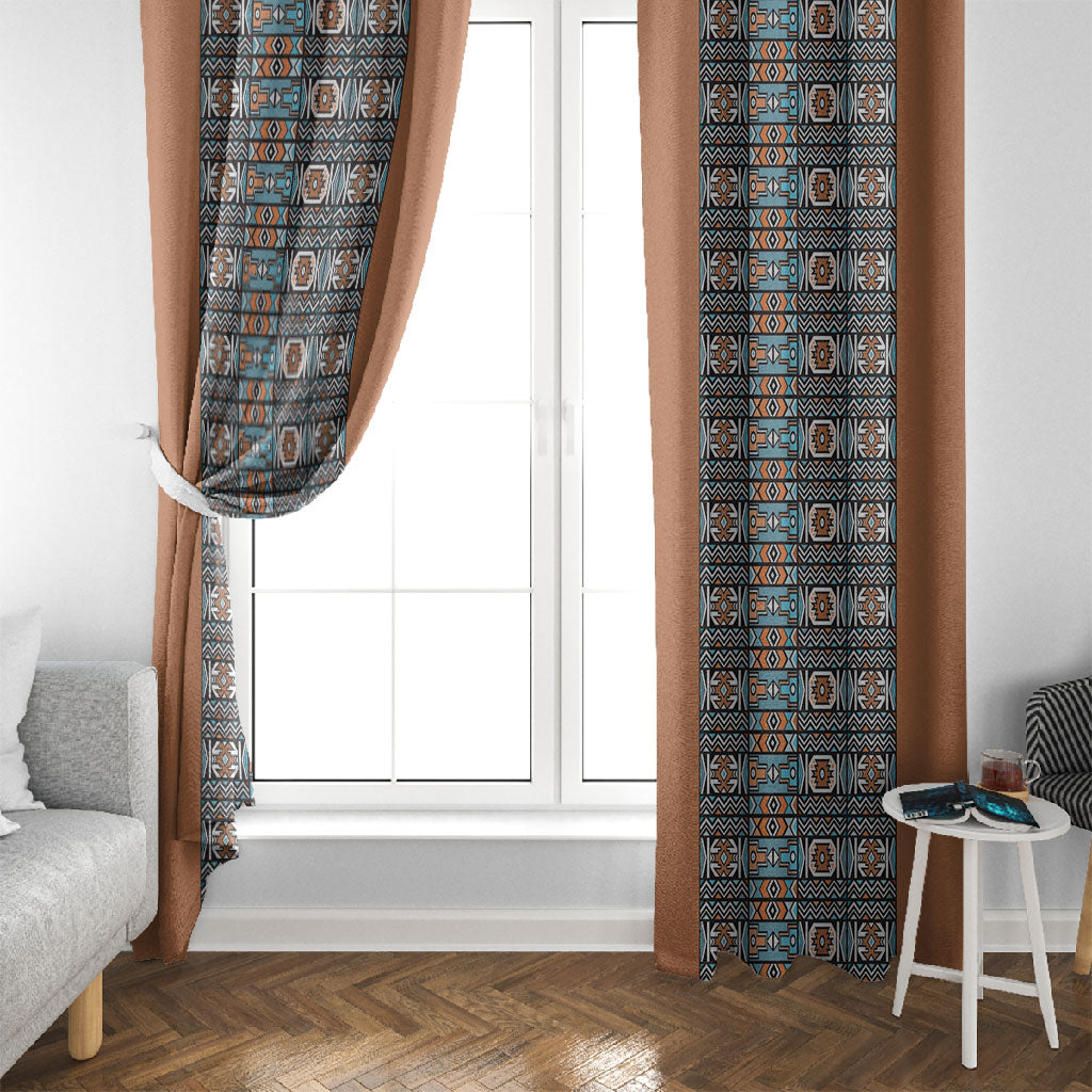 African Ndebele Traditional Attire Window Curtain Brown Ndebele Stripe