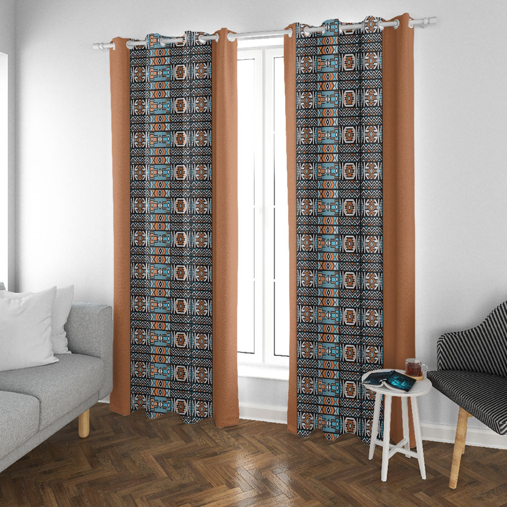 African Ndebele Traditional Attire Window Curtain Brown Ndebele Stripe