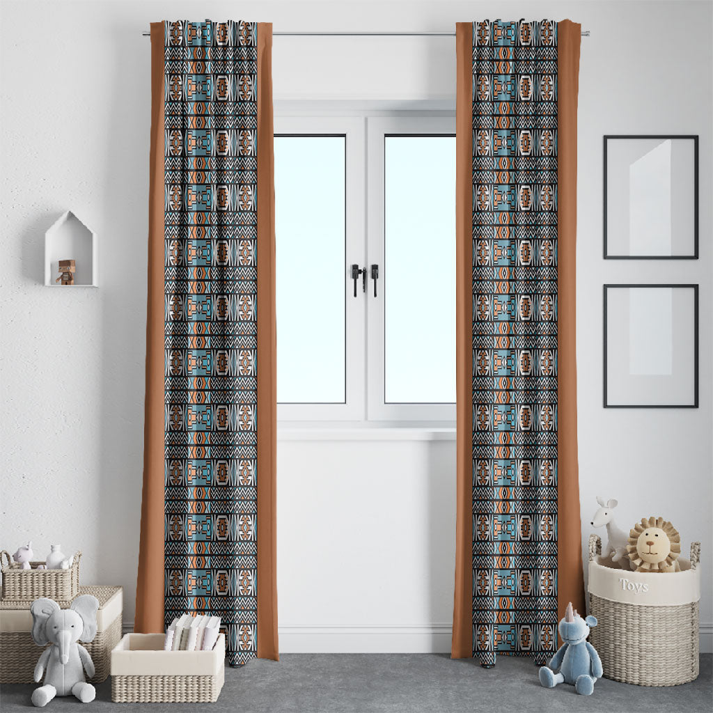 African Ndebele Traditional Attire Window Curtain Brown Ndebele Stripe