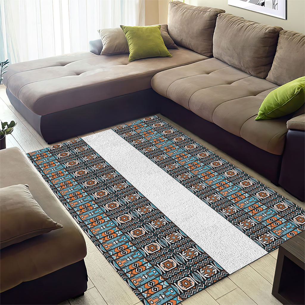 African Ndebele Traditional Attire Area Rug White Ndebele Stripe