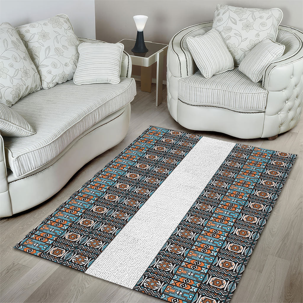 African Ndebele Traditional Attire Area Rug White Ndebele Stripe