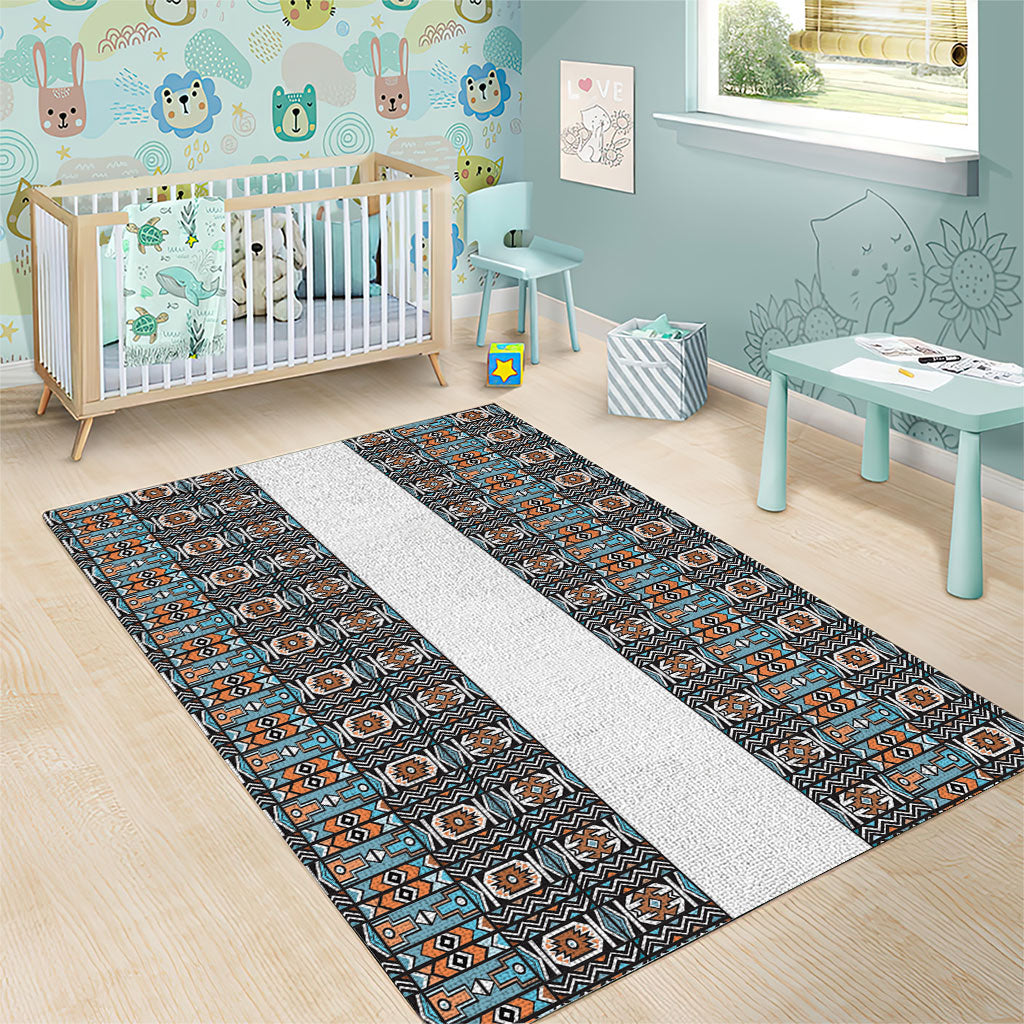 African Ndebele Traditional Attire Area Rug White Ndebele Stripe
