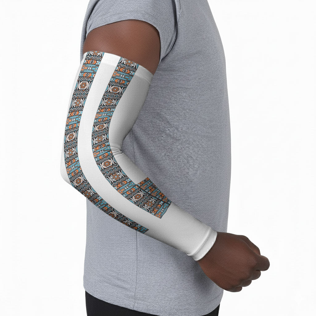 African Ndebele Traditional Attire Arm Sleeves White Ndebele Stripe
