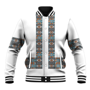 African Ndebele Traditional Attire Baseball Jacket White Ndebele Stripe