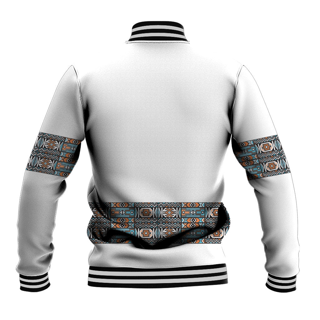 African Ndebele Traditional Attire Baseball Jacket White Ndebele Stripe