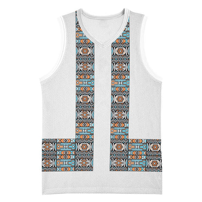 African Ndebele Traditional Attire Basketball Jersey White Ndebele Stripe