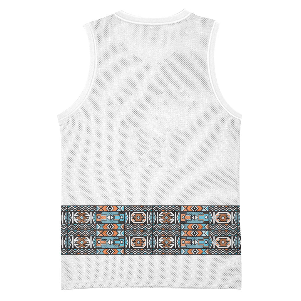 African Ndebele Traditional Attire Basketball Jersey White Ndebele Stripe