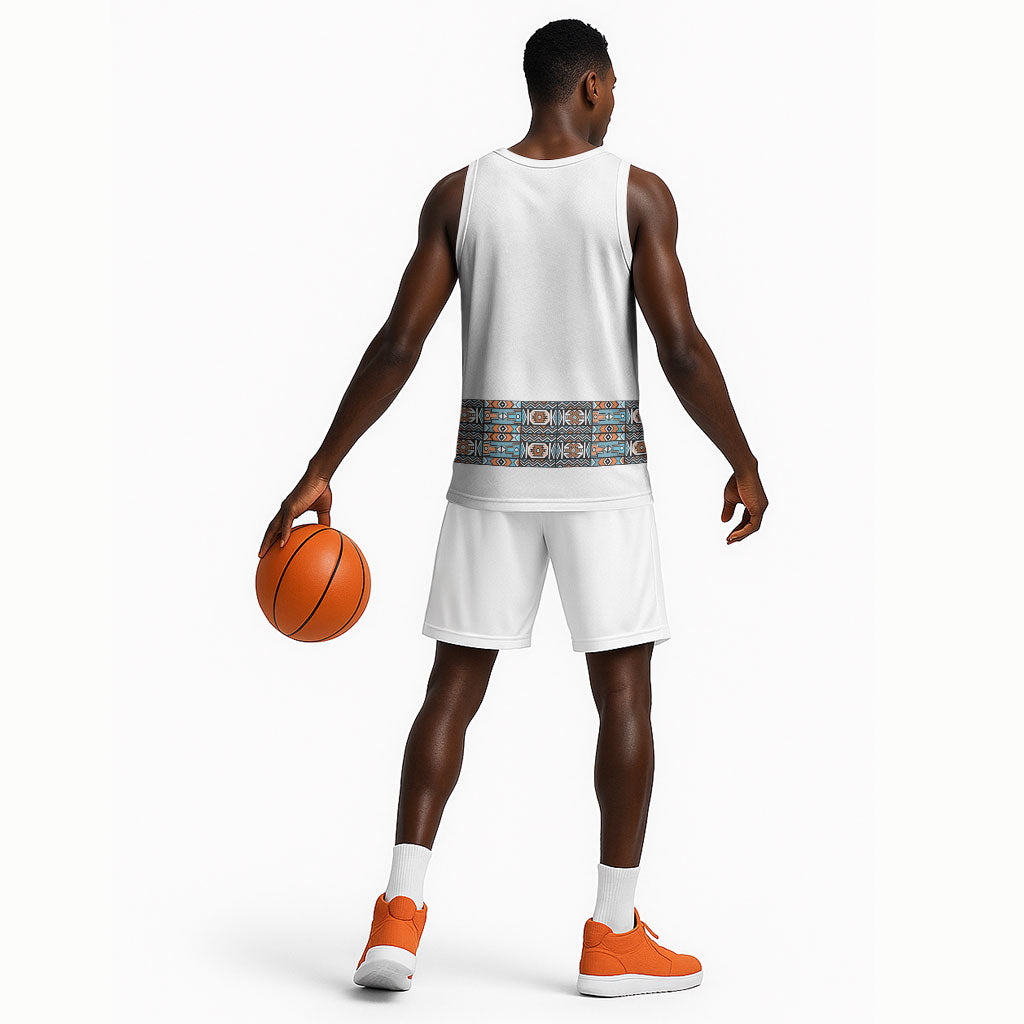 African Ndebele Traditional Attire Basketball Jersey White Ndebele Stripe