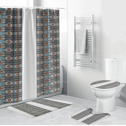 African Ndebele Traditional Attire Bathroom Set White Ndebele Stripe