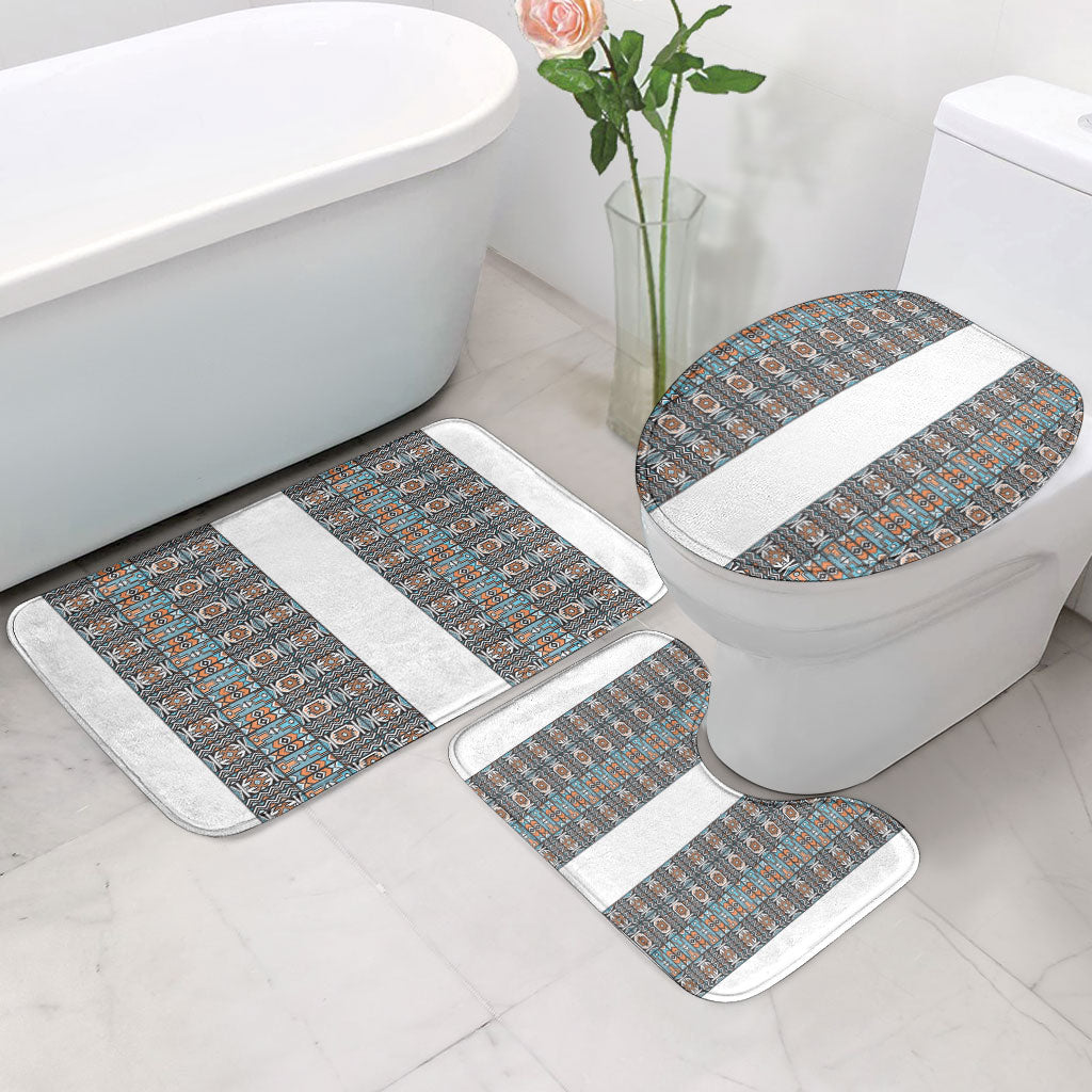 African Ndebele Traditional Attire Bathroom Set White Ndebele Stripe