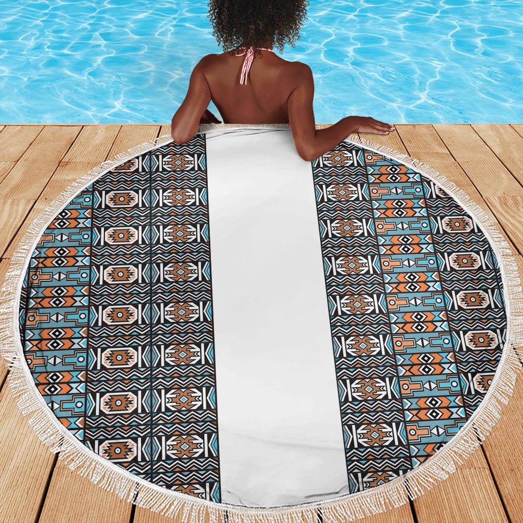 African Ndebele Traditional Attire Beach Blanket White Ndebele Stripe