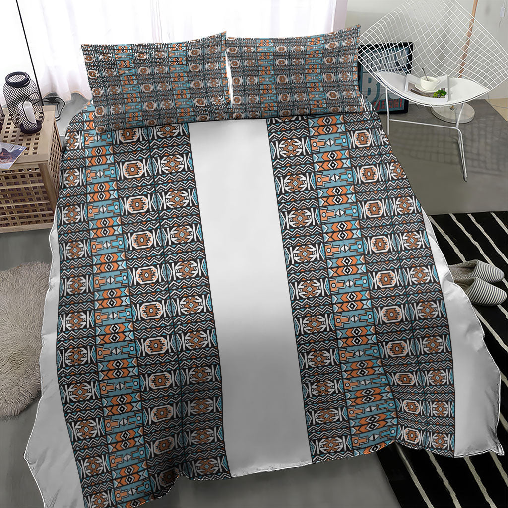African Ndebele Traditional Attire Bedding Set White Ndebele Stripe