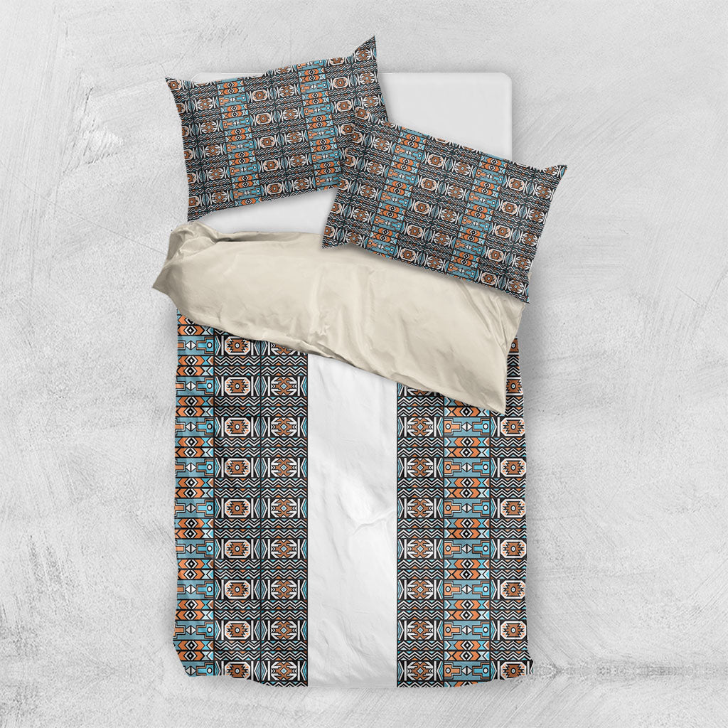 African Ndebele Traditional Attire Bedding Set White Ndebele Stripe