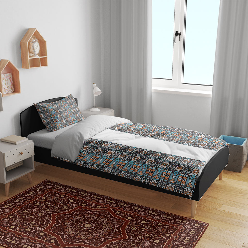 African Ndebele Traditional Attire Bedding Set White Ndebele Stripe