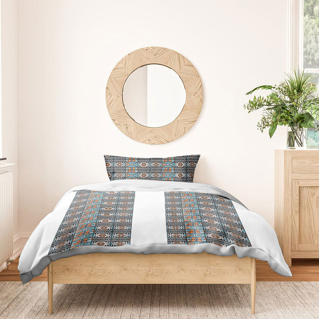 African Ndebele Traditional Attire Bedding Set White Ndebele Stripe