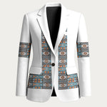 African Ndebele Traditional Attire Blazer White Ndebele Stripe