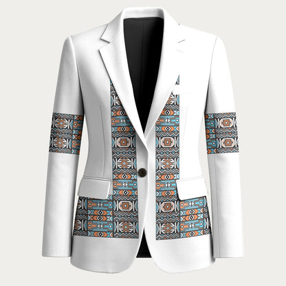 African Ndebele Traditional Attire Blazer White Ndebele Stripe