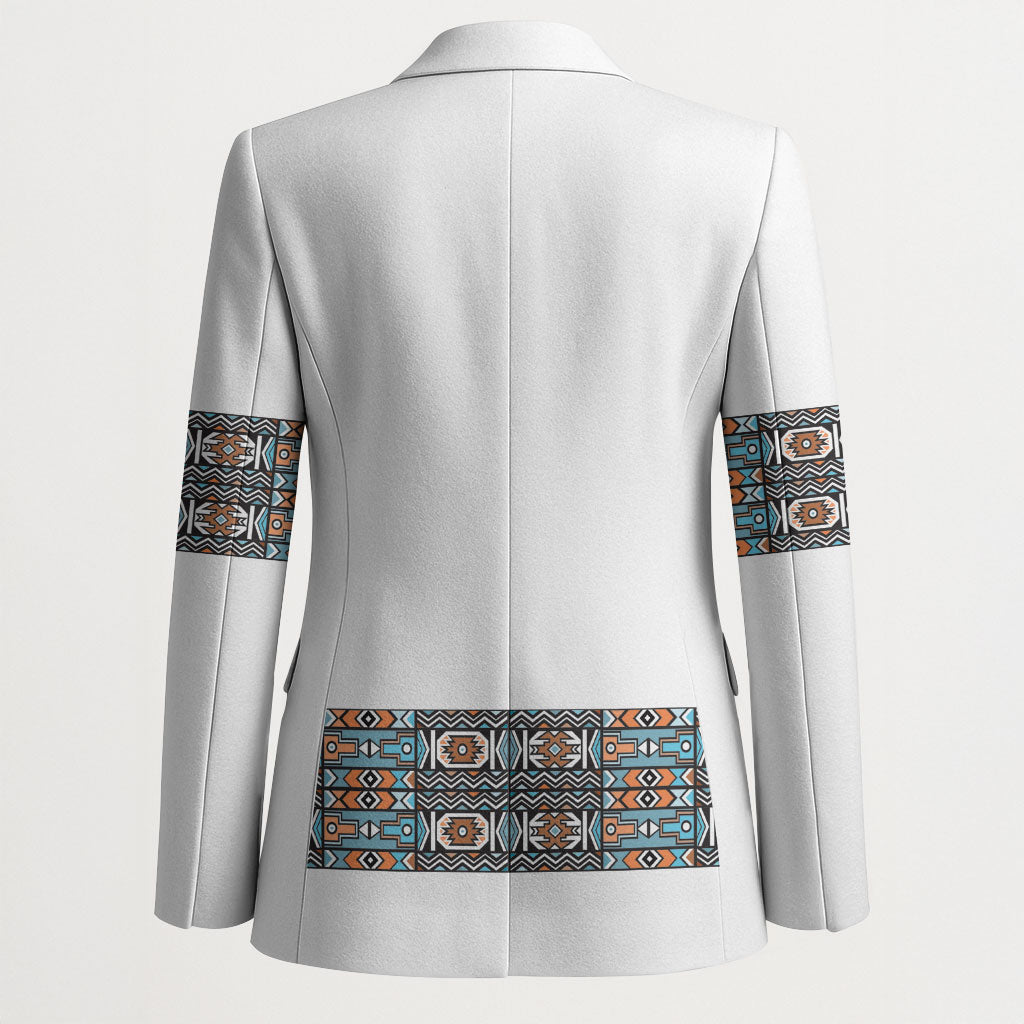 African Ndebele Traditional Attire Blazer White Ndebele Stripe
