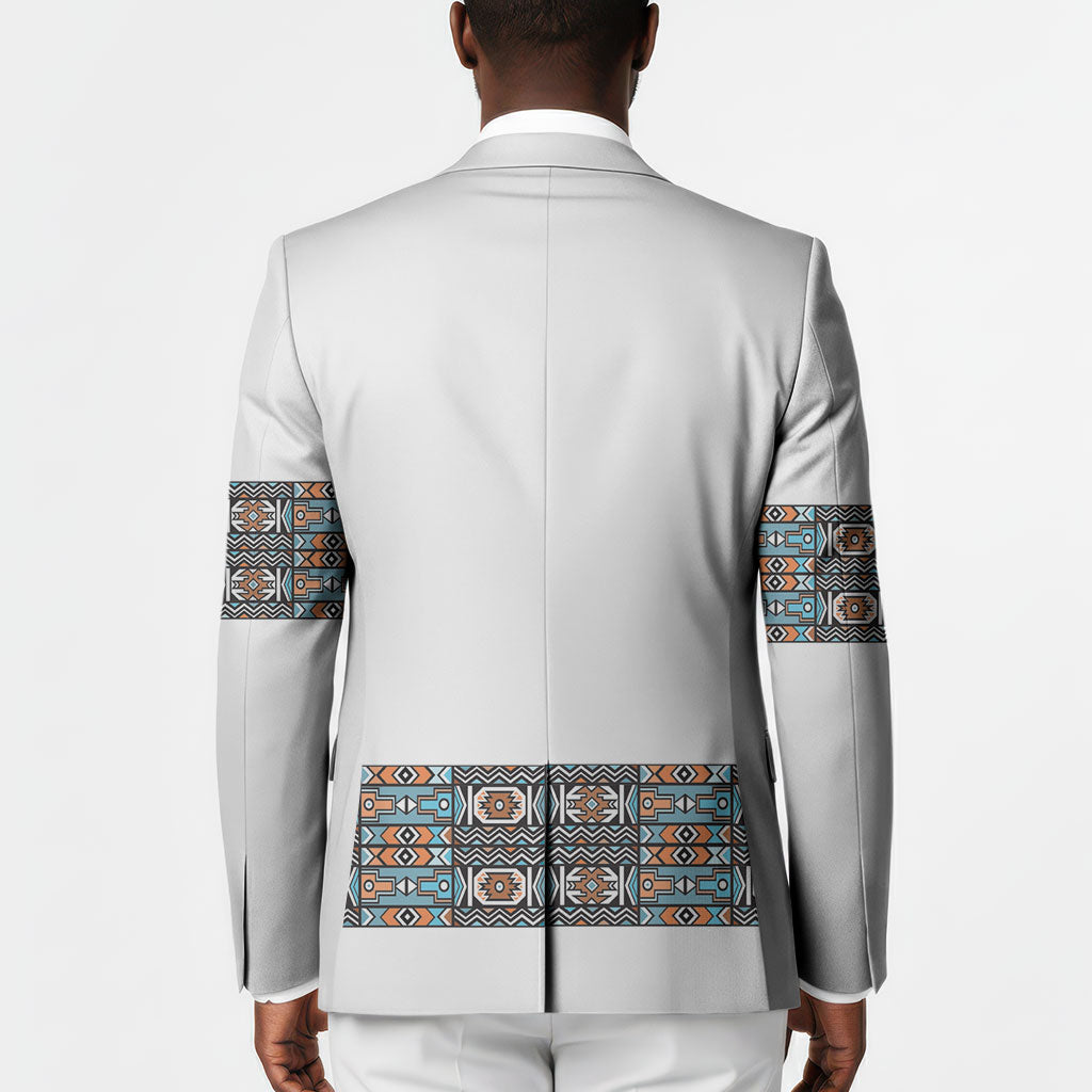 African Ndebele Traditional Attire Blazer White Ndebele Stripe