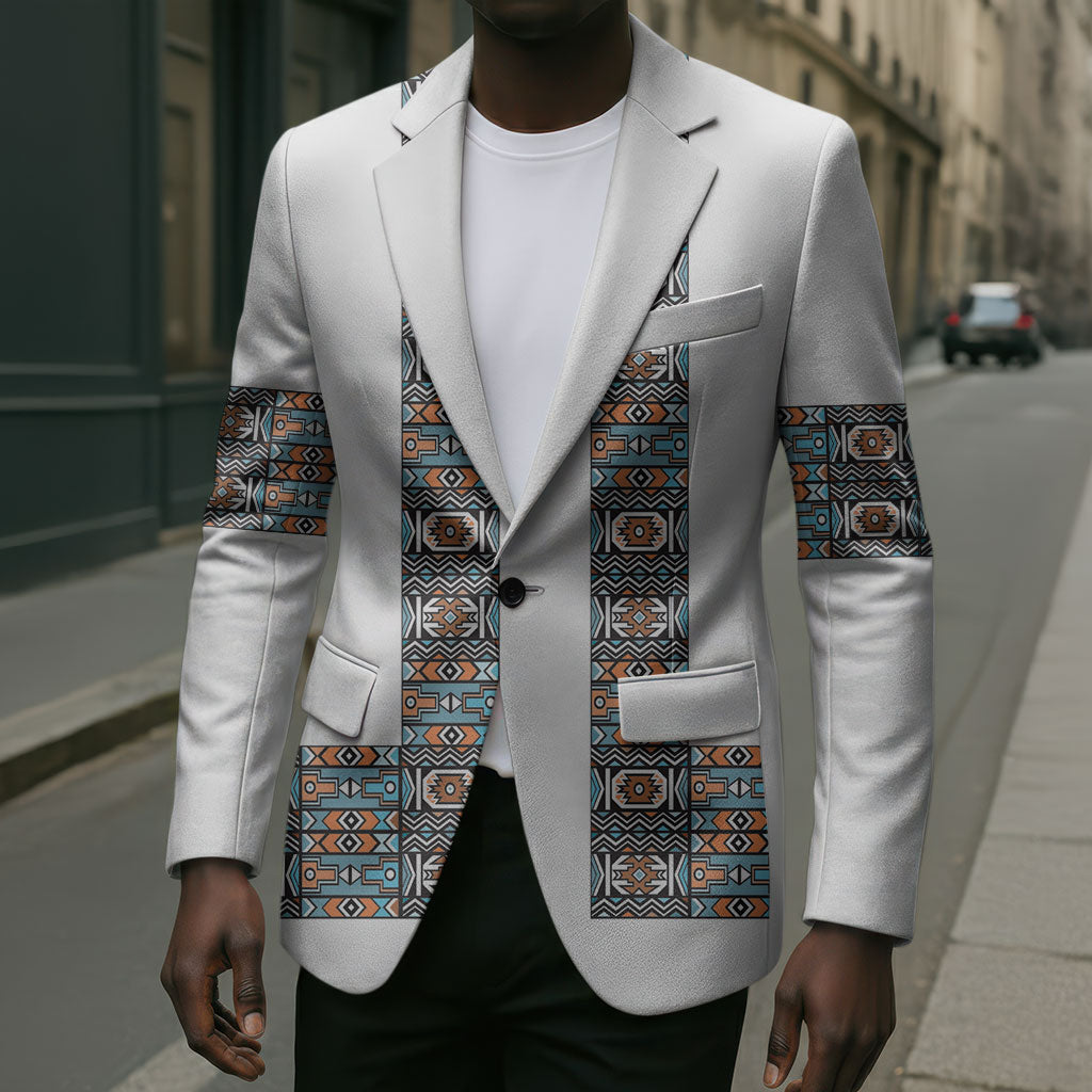 African Ndebele Traditional Attire Blazer White Ndebele Stripe