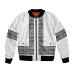 African Ndebele Traditional Attire Bomber Jacket White Ndebele Stripe