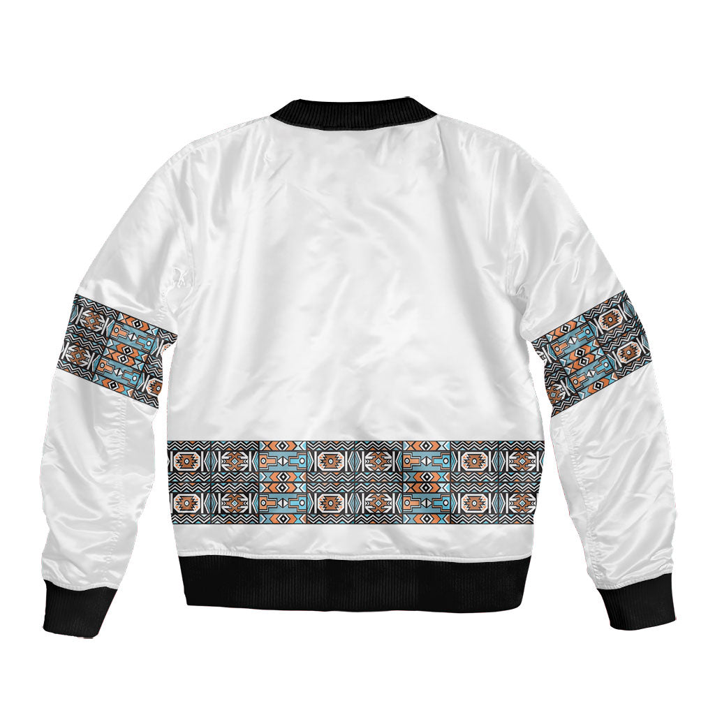 African Ndebele Traditional Attire Bomber Jacket White Ndebele Stripe