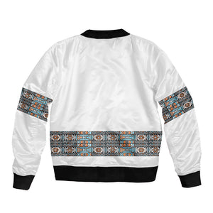 African Ndebele Traditional Attire Bomber Jacket White Ndebele Stripe