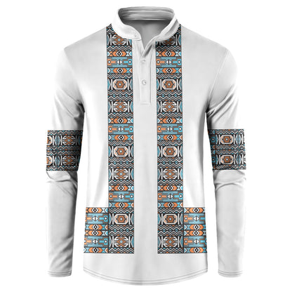 African Ndebele Traditional Attire Button Sweatshirt White Ndebele Stripe