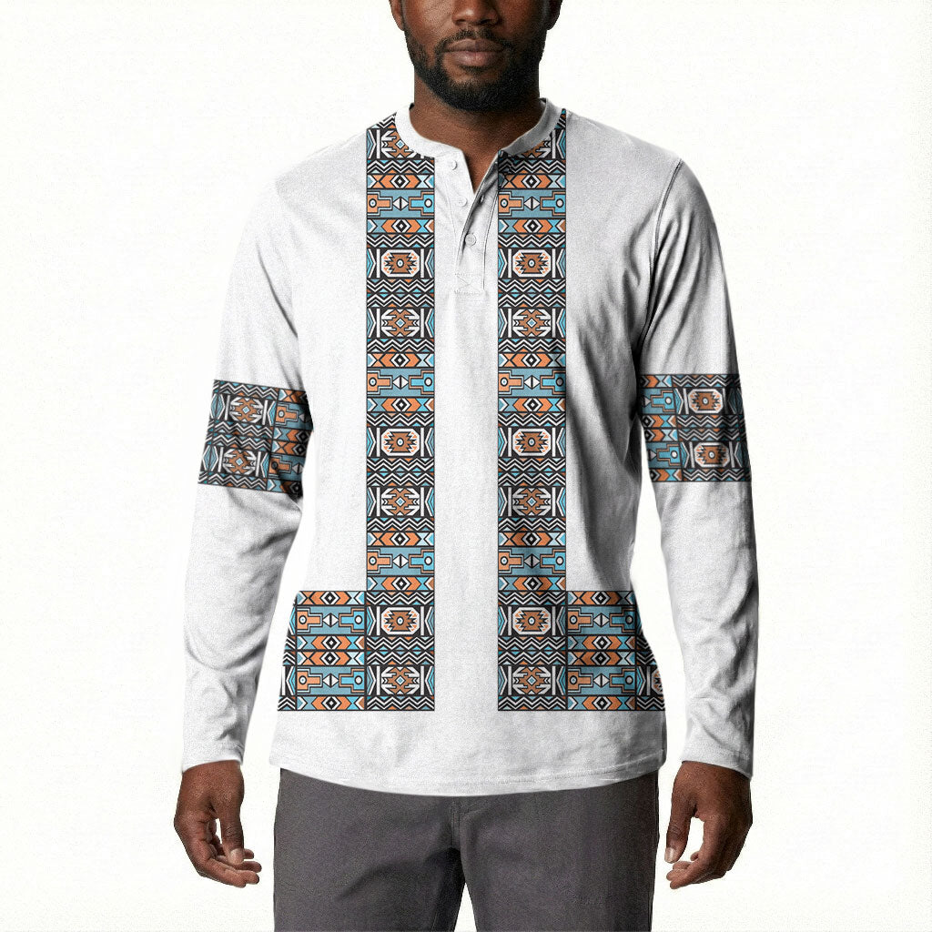 African Ndebele Traditional Attire Button Sweatshirt White Ndebele Stripe
