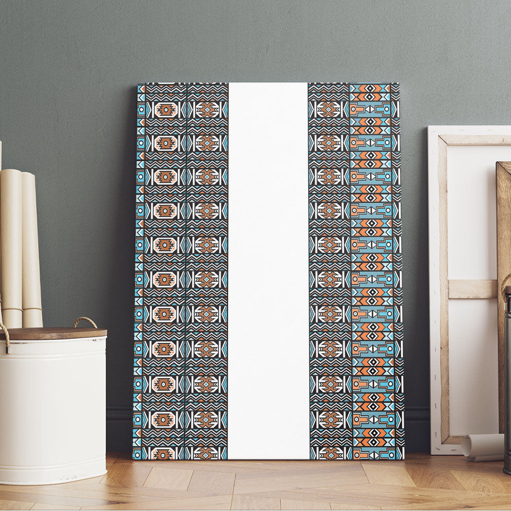 African Ndebele Traditional Attire Canvas Wall Art White Ndebele Stripe