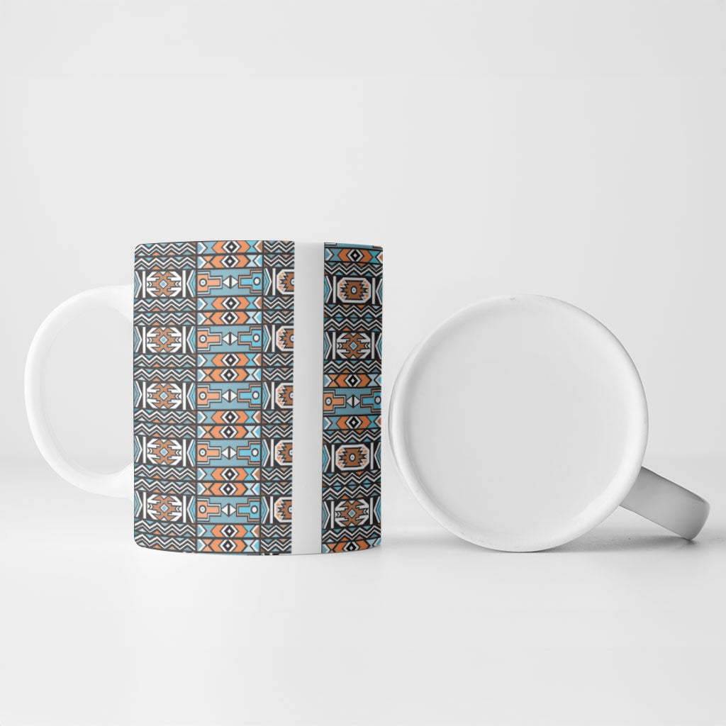 African Ndebele Traditional Attire Ceramic Mug White Ndebele Stripe