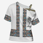 African Ndebele Traditional Attire Cross Shoulder Shirt White Ndebele Stripe