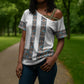 African Ndebele Traditional Attire Cross Shoulder Shirt White Ndebele Stripe