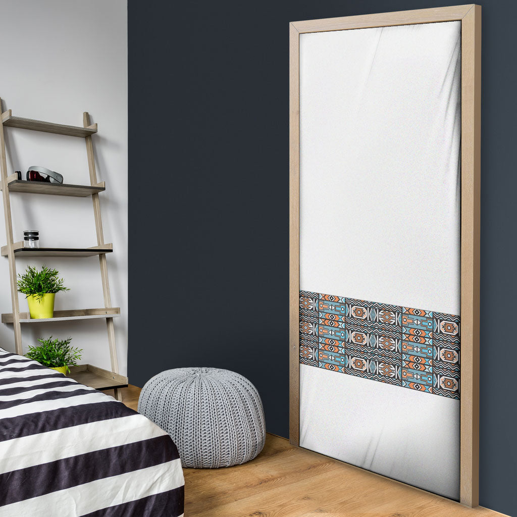 African Ndebele Traditional Attire Door Cover White Ndebele Stripe