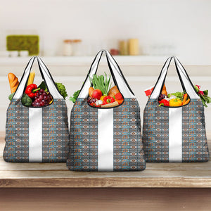 African Ndebele Traditional Attire Grocery Bag White Ndebele Stripe