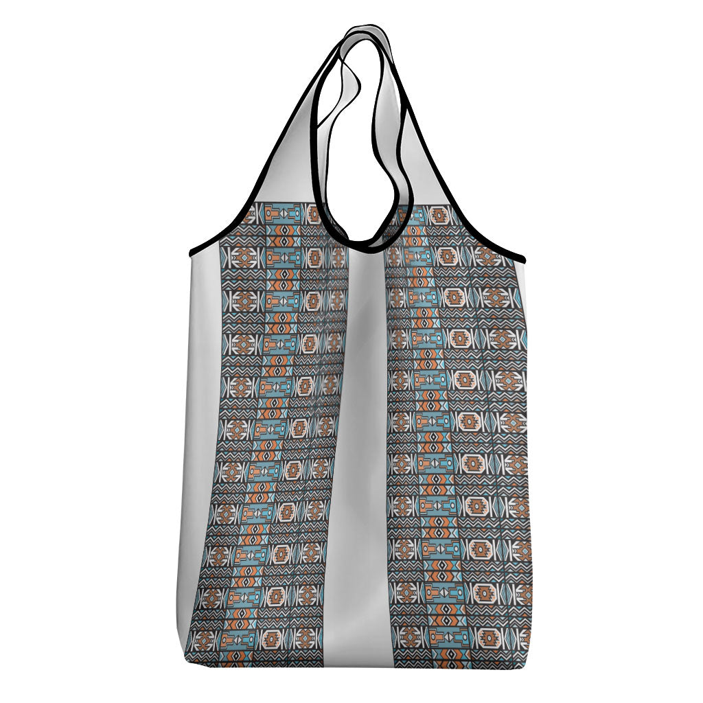 African Ndebele Traditional Attire Grocery Bag White Ndebele Stripe